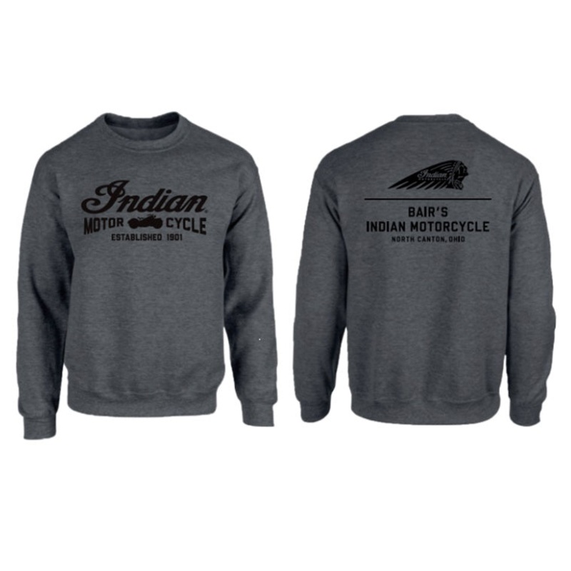 Bairs Indian Motorcycle Crew Neck, Dark Gray