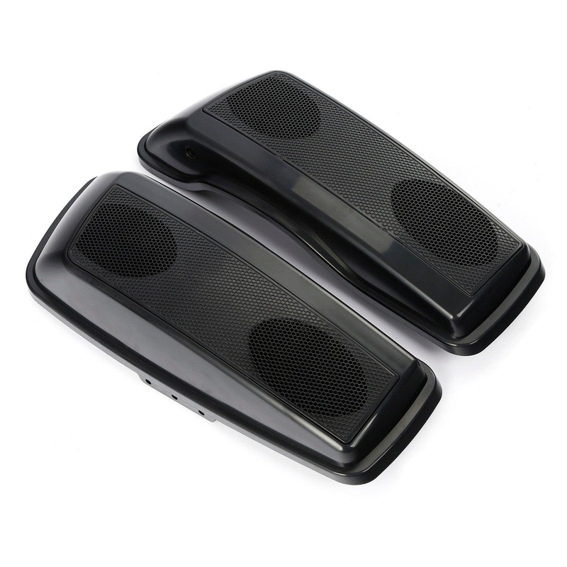Unpainted Black Saddlebag Lids 5×7 Dual Speaker Cutouts Fit For Harley Touring ’14-’24